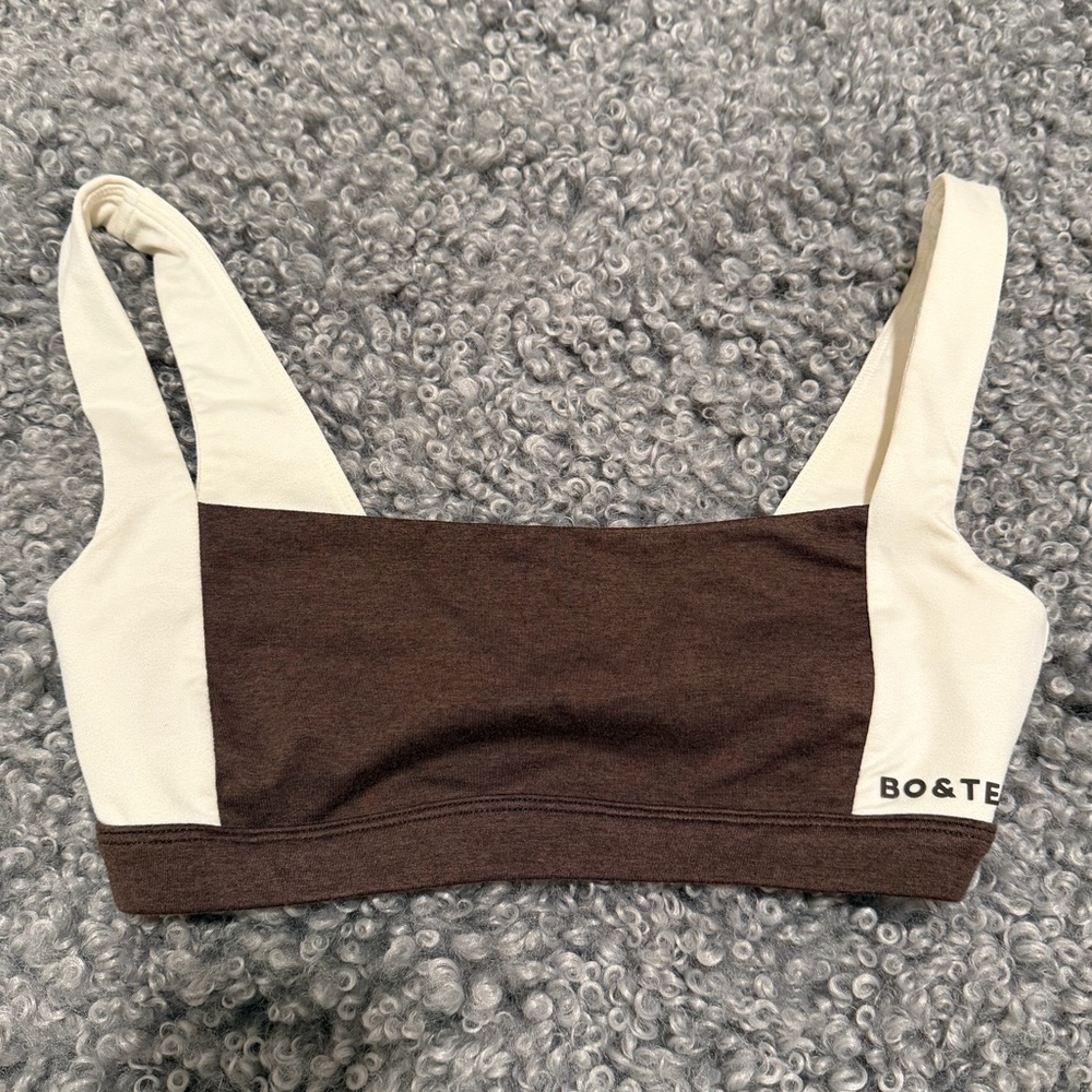 Bo+Tee OH POLLY Contrast Sports Bra in Pecan Marl - Picture 10 of 12